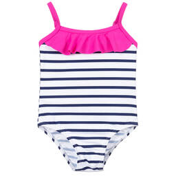 Week-end à la mer-Blue & White Striped Swimsuit | Childrensalon Outlet