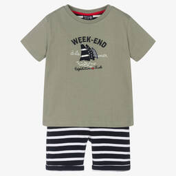 Week-end à la mer-Футболка и синие шорты из хлопка в полоску | Childrensalon Outlet