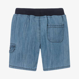 Week-end à la mer-Boys Blue Chambray Cotton Shorts | Childrensalon Outlet