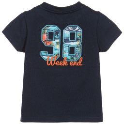 Week-end à la mer-Boys Blue Cotton T-Shirt | Childrensalon Outlet