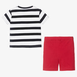 Week-end à la mer-Boys Blue & Red Cotton Shorts Set | Childrensalon Outlet