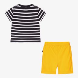 Week-end à la mer-طقم شورت وتوب أطفال ولادي قطن لون كحلي وأصفر | Childrensalon Outlet