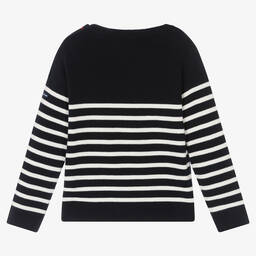 Week-end à la mer-كنزة قطن محبوك مقلم لون كحلي وعاجي للأولاد | Childrensalon Outlet