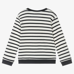 Week-end à la mer-Boys Ivory & Blue Cotton Sweatshirt | Childrensalon Outlet