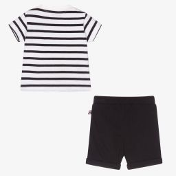 Week-end à la mer-طقم شورت أطفال ولادي قطن لون أبيض وكحلي | Childrensalon Outlet