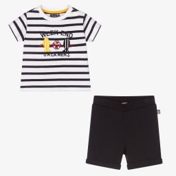 Week-end à la mer-طقم شورت أطفال ولادي قطن لون أبيض وكحلي | Childrensalon Outlet