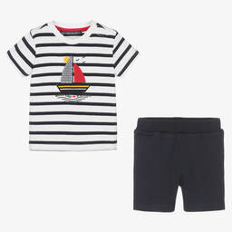 Week-end à la mer-Boys White Breton Stripe Shorts Set | Childrensalon Outlet