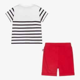 Week-end à la mer-Boys White & Red Shorts Set | Childrensalon Outlet