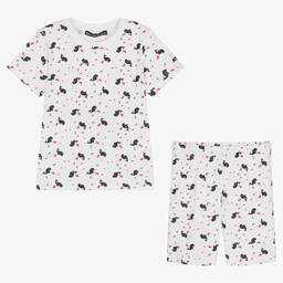 Week-end à la mer-Boys White Whale Print Shorts Set | Childrensalon Outlet