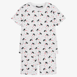 Week-end à la mer-Boys White Whale Print Shorts Set | Childrensalon Outlet