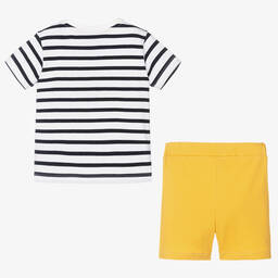 Week-end à la mer-Boys Yellow & White Cotton Shorts Set | Childrensalon Outlet