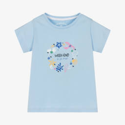 Week-end à la mer-تيشيرت قطني أزرق للبنات بتصميم أصداف البحر | Childrensalon Outlet