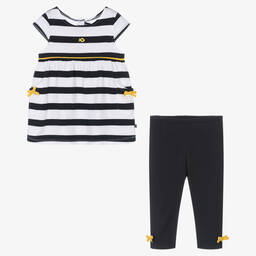 Week-end à la mer-Топ в бретонскую полоску и синие легинсы из хлопка | Childrensalon Outlet