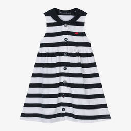 Week-end à la mer-فستان قطن مقلم لون كحلي وأبيض | Childrensalon Outlet