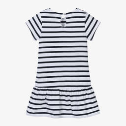 Week-end à la mer-Girls Blue Cotton Breton Stripe Bag Dress | Childrensalon Outlet