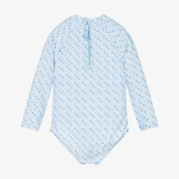 Week-end à la mer-Girls Blue Floral UPF50 Swimsuit | Childrensalon Outlet