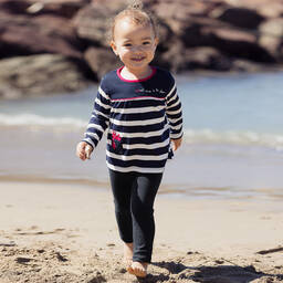 Week-end à la mer-Girls Blue Reversible Leggings | Childrensalon Outlet