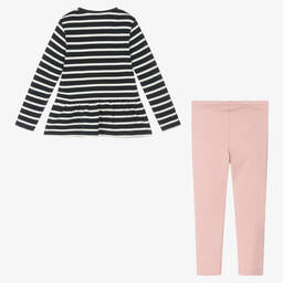 Week-end à la mer-طقم ليقنز  قطن جيرسي لون كحلي وزهري للبنات | Childrensalon Outlet