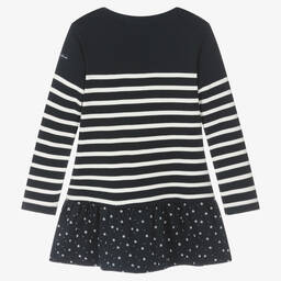 Week-end à la mer-فستان قطن جيرسي مقلّم لون كحلي وأبيض | Childrensalon Outlet