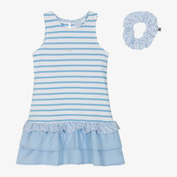Week-end à la mer-Girls Breton Blue Striped Frock | Childrensalon Outlet
