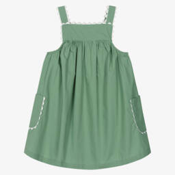 Week-end à la mer-Girls Evergreen Cotton Jumper Dress | Childrensalon Outlet