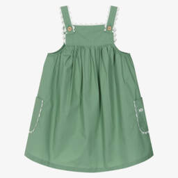 Week-end à la mer-Girls Evergreen Cotton Jumper Dress | Childrensalon Outlet