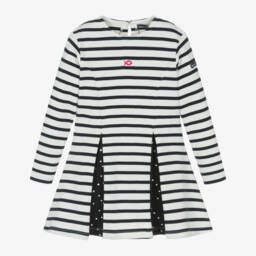 Week-end à la mer-Girls Ivory and Navy Striped Dress | Childrensalon Outlet