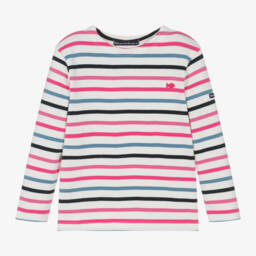 Week-end à la mer-Girls Ivory Multi Stripe Cotton Top | Childrensalon Outlet