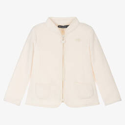 Week-end à la mer-Girls Ivory Plush Fish Zip-Up Top | Childrensalon Outlet