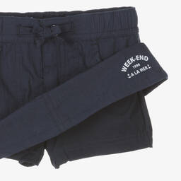 Week-end à la mer-Girls Navy Blue Cotton Skort | Childrensalon Outlet