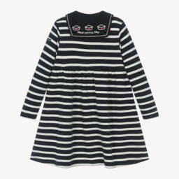 Week-end à la mer-Girls Navy Breton Stripe Sailor Dress | Childrensalon Outlet