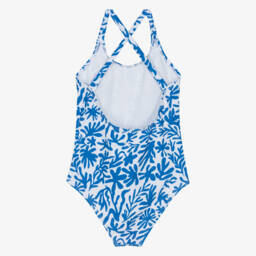 Week-end à la mer-Girls Ocean Blue Coral Swimsuit | Childrensalon Outlet