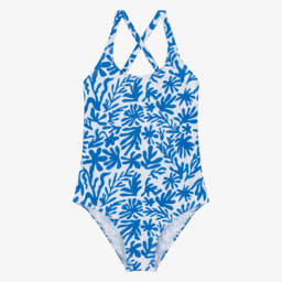 Week-end à la mer-Girls Ocean Blue Coral Swimsuit | Childrensalon Outlet