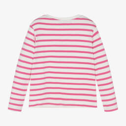 Week-end à la mer-Girls Pink Striped Cotton Top | Childrensalon Outlet
