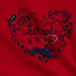 Week-end à la mer-Girls Red Cotton Jersey Top | Childrensalon Outlet
