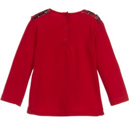 Week-end à la mer-Girls Red Cotton Jersey Top | Childrensalon Outlet
