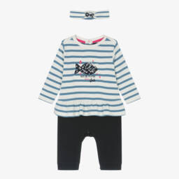Week-end à la mer-Girls Striped Cotton Babygrow Set | Childrensalon Outlet