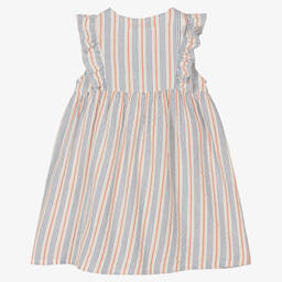 Week-end à la mer-فستان قطن مقلم لون أبيض وأزرق | Childrensalon Outlet