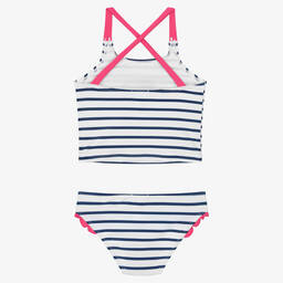 Week-end à la mer-Girls White Breton Striped Tankini | Childrensalon Outlet