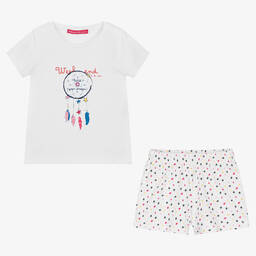 Week-end à la mer-Girls White Cotton Dream Catcher Pyjamas | Childrensalon Outlet
