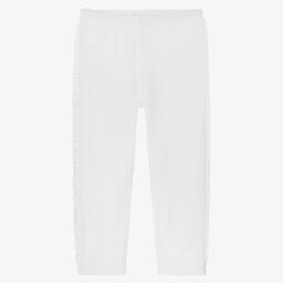 Week-end à la mer-Girls White Cotton Frill Leggings | Childrensalon Outlet
