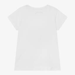 Week-end à la mer-Girls White Cotton Heart T-Shirt | Childrensalon Outlet