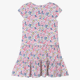 Week-end à la mer-Girls White & Pink Floral Jersey Dress | Childrensalon Outlet