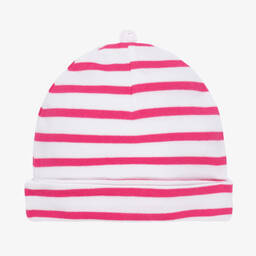 Week-end à la mer-Girls White & Pink Stripe Cotton Hat | Childrensalon Outlet
