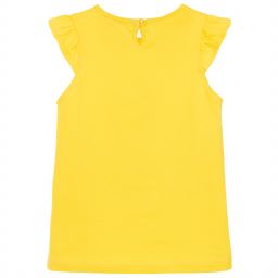 Week-end à la mer-Girls Yellow Cotton T-Shirt | Childrensalon Outlet