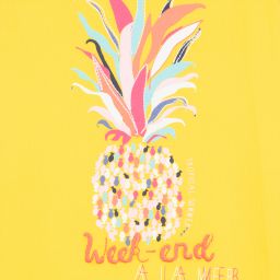 Week-end à la mer-Girls Yellow Cotton T-Shirt | Childrensalon Outlet