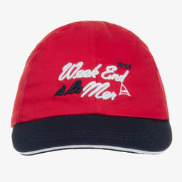Week-end à la mer-Red & Blue Cotton Logo Cap | Childrensalon Outlet