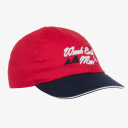 Week-end à la mer-Red & Blue Cotton Logo Cap | Childrensalon Outlet