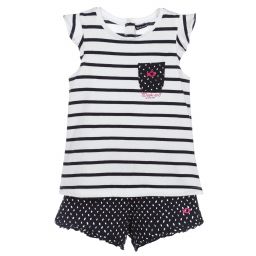 Week-end à la mer-Striped Top & Blue Shorts Set | Childrensalon Outlet