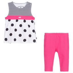 Week-end à la mer-ليغنغزو توب قطن لون أبيض، كحلي و زهري | Childrensalon Outlet